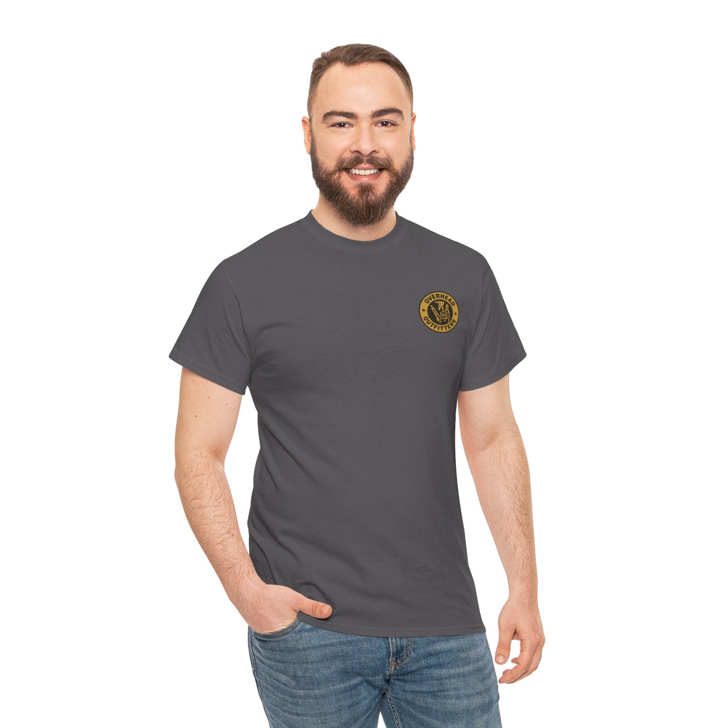 “Ceiling Slayer Unit” military inspired shirt with tbar cross and skull