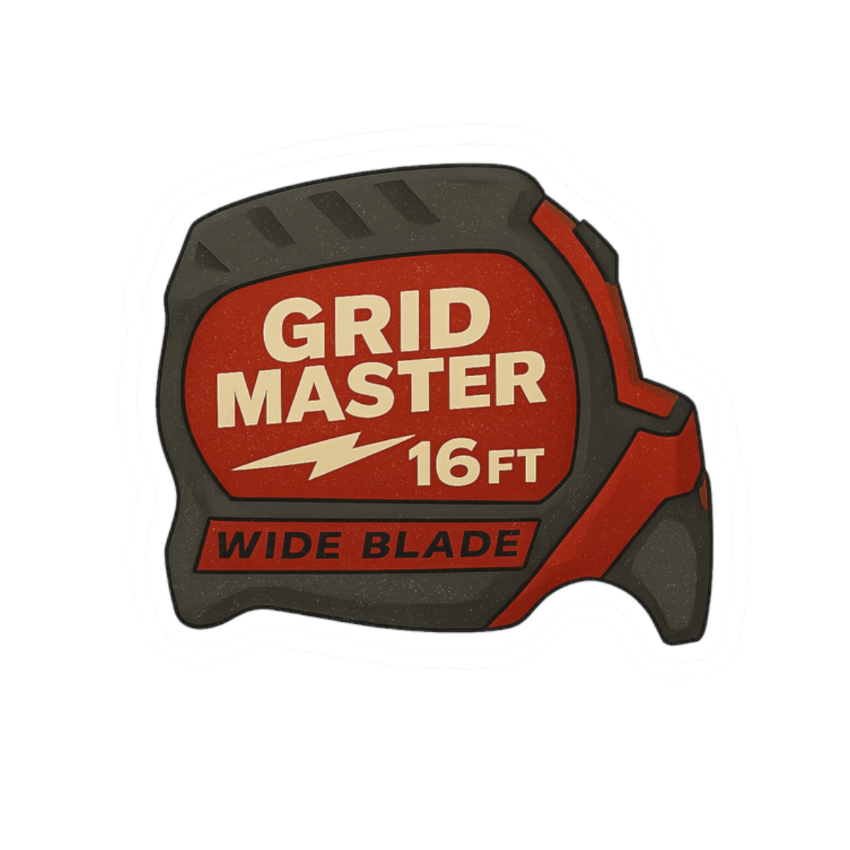 “Grid Master” red measuring tape kiss-cut sticker