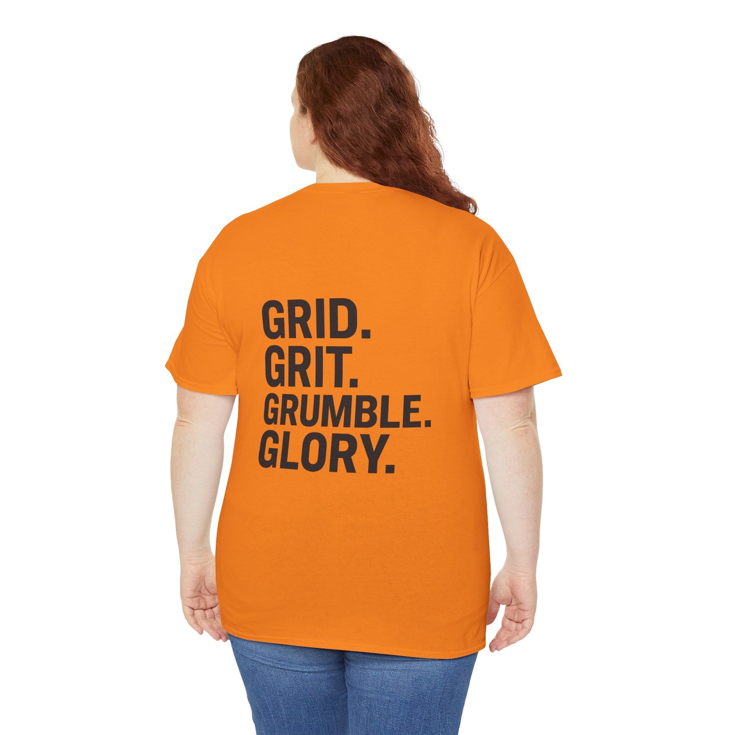 “Grid. Grit. Grumble. Glory.” Safety Colors Tee