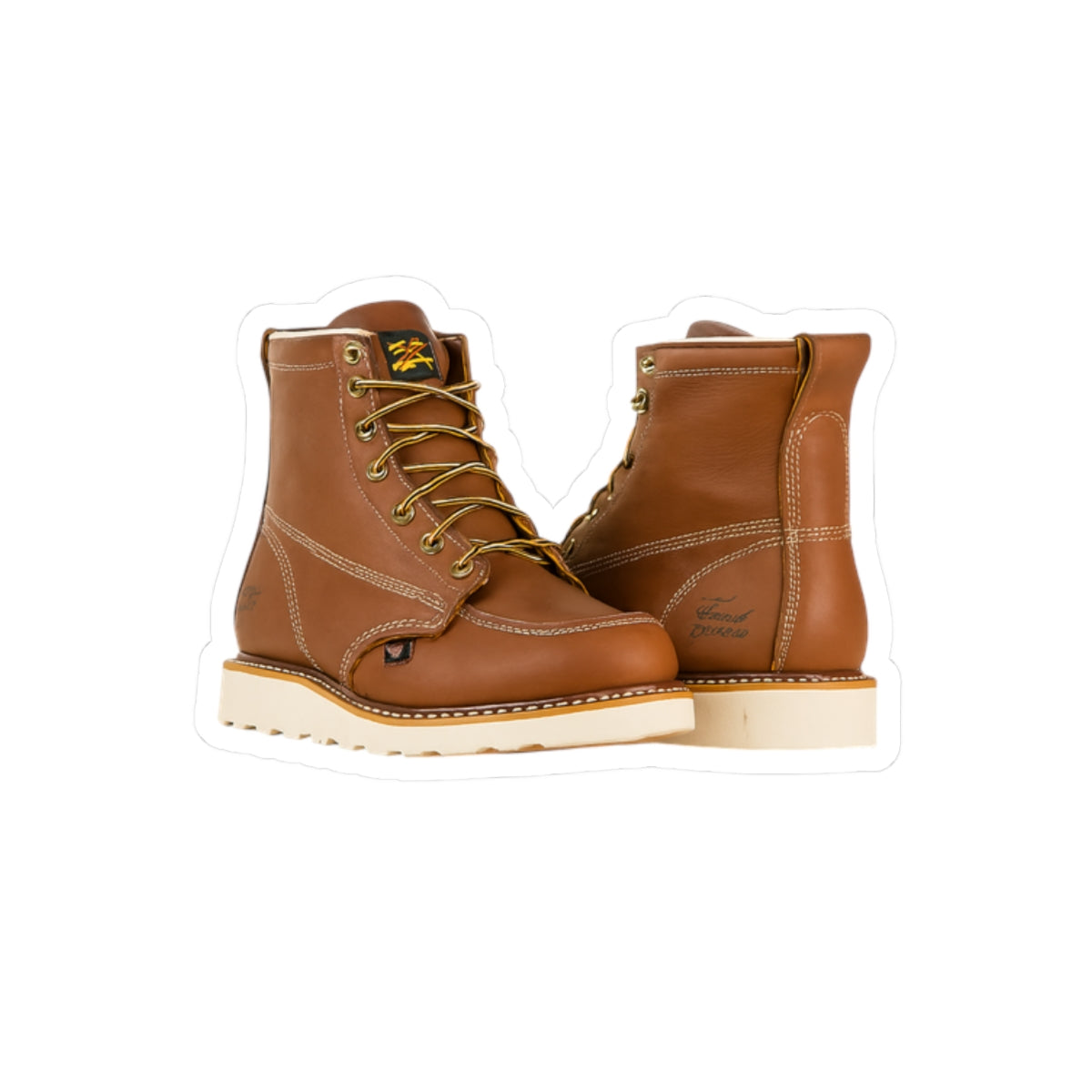 Pair of quality work boots. In kiss-cut sticker