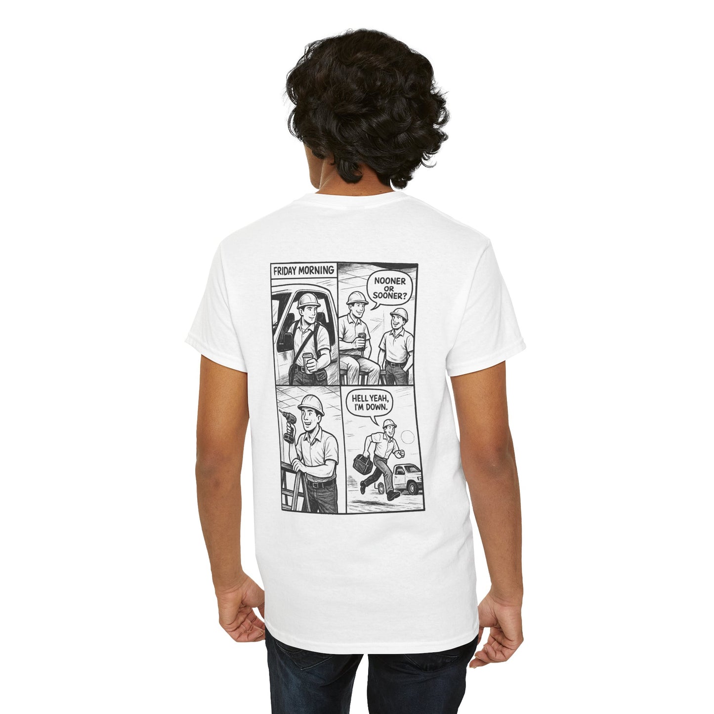 “Nooner or sooner. Hell yeah, I’m down” shirt - Retro Comic 4 panel