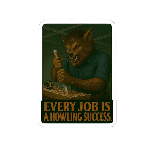 Werewolf Carpenter using a large chisel Sticker