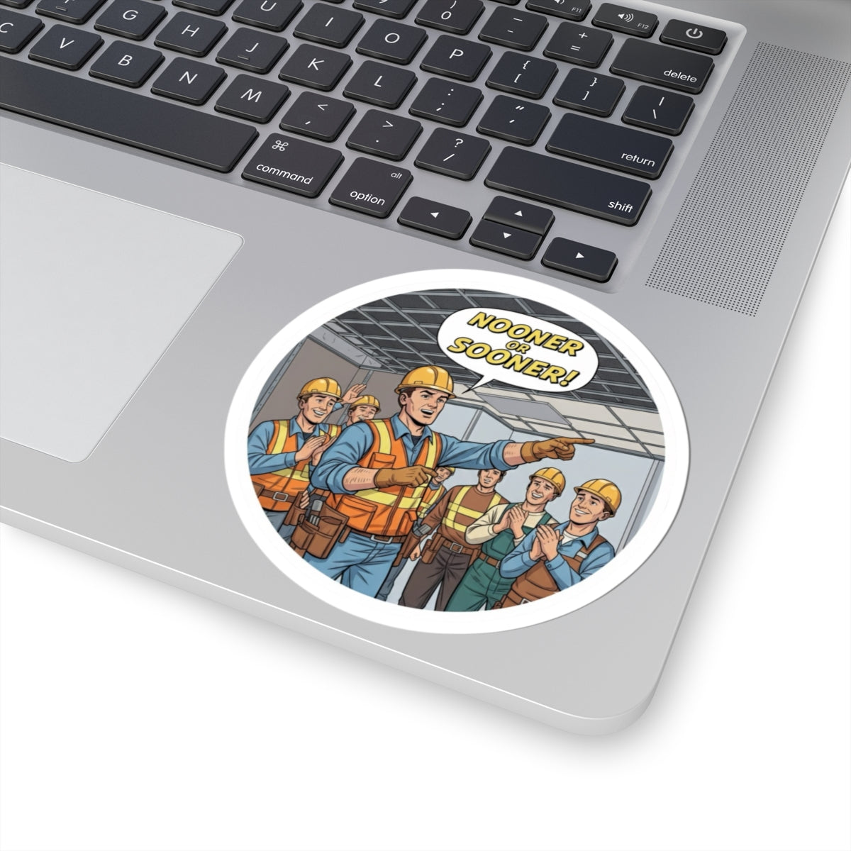 “Nooner or Sooner!” Colored Comic Style Kiss-Cut Sticker