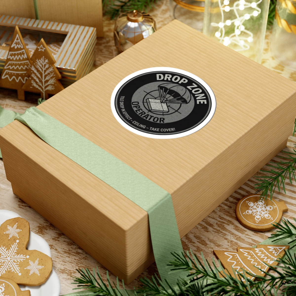 “Drop Zone Operator” version 2, take cover! kiss-cut sticker, military inspired