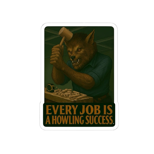 Werewolf carpenter using wood mallet sticker