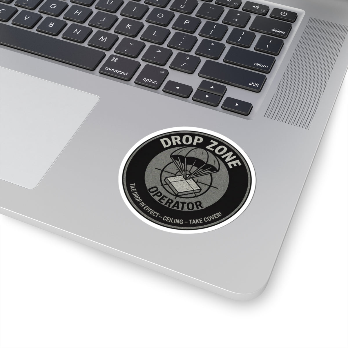 “Drop Zone Operator” version 2, take cover! kiss-cut sticker, military inspired