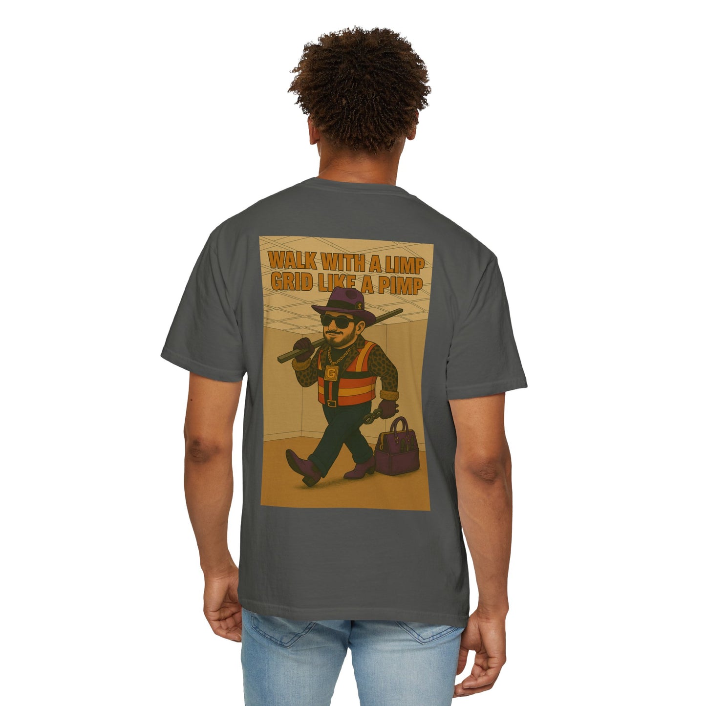 "Walk with a limp, Grid like a Pimp" shirt ( shout out to Grid Kidz )