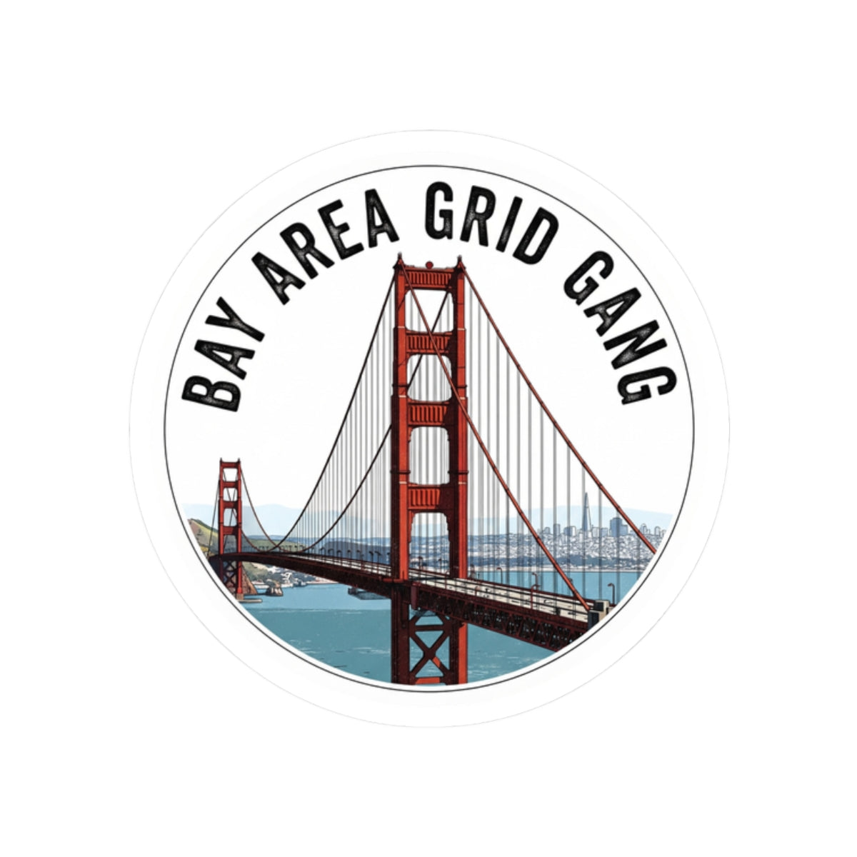 Bay Area Grid Gang sticker with Golden Gate Bridge