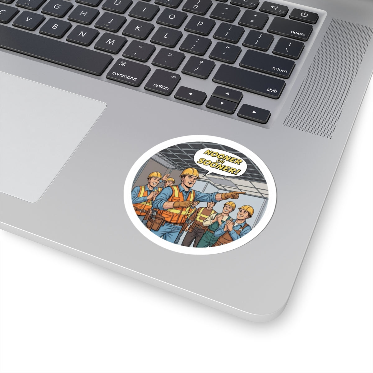 “Nooner or Sooner!” Colored Comic Style Kiss-Cut Sticker