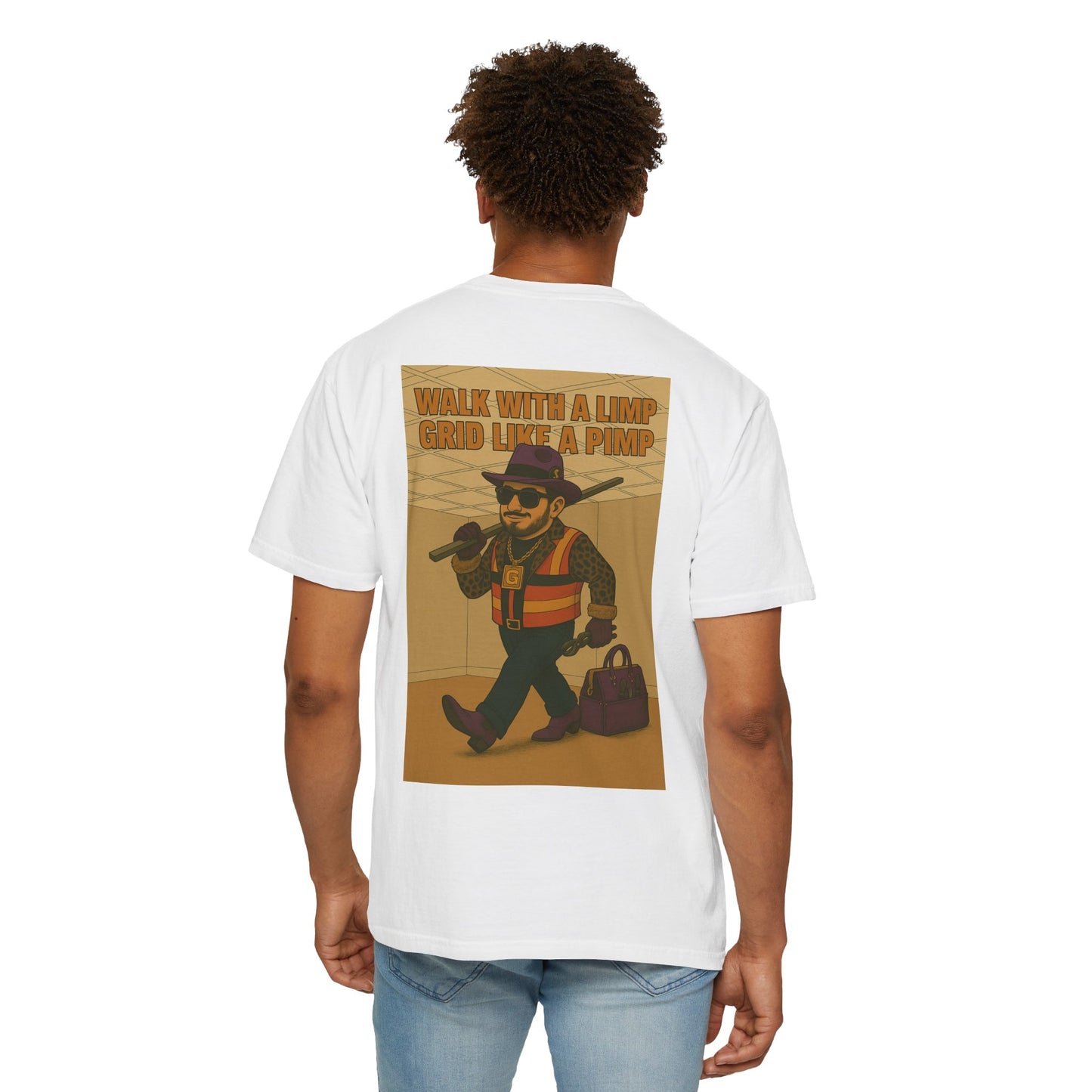 "Walk with a limp, Grid like a Pimp" shirt ( shout out to Grid Kidz )