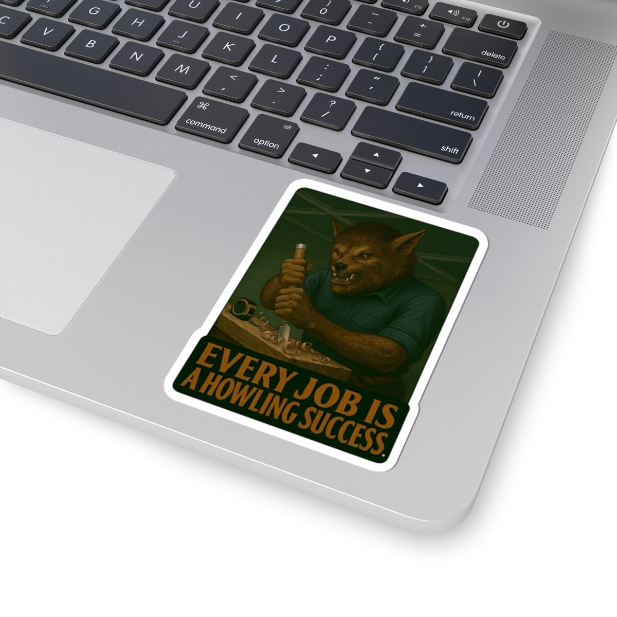 Werewolf Carpenter using a large chisel Sticker
