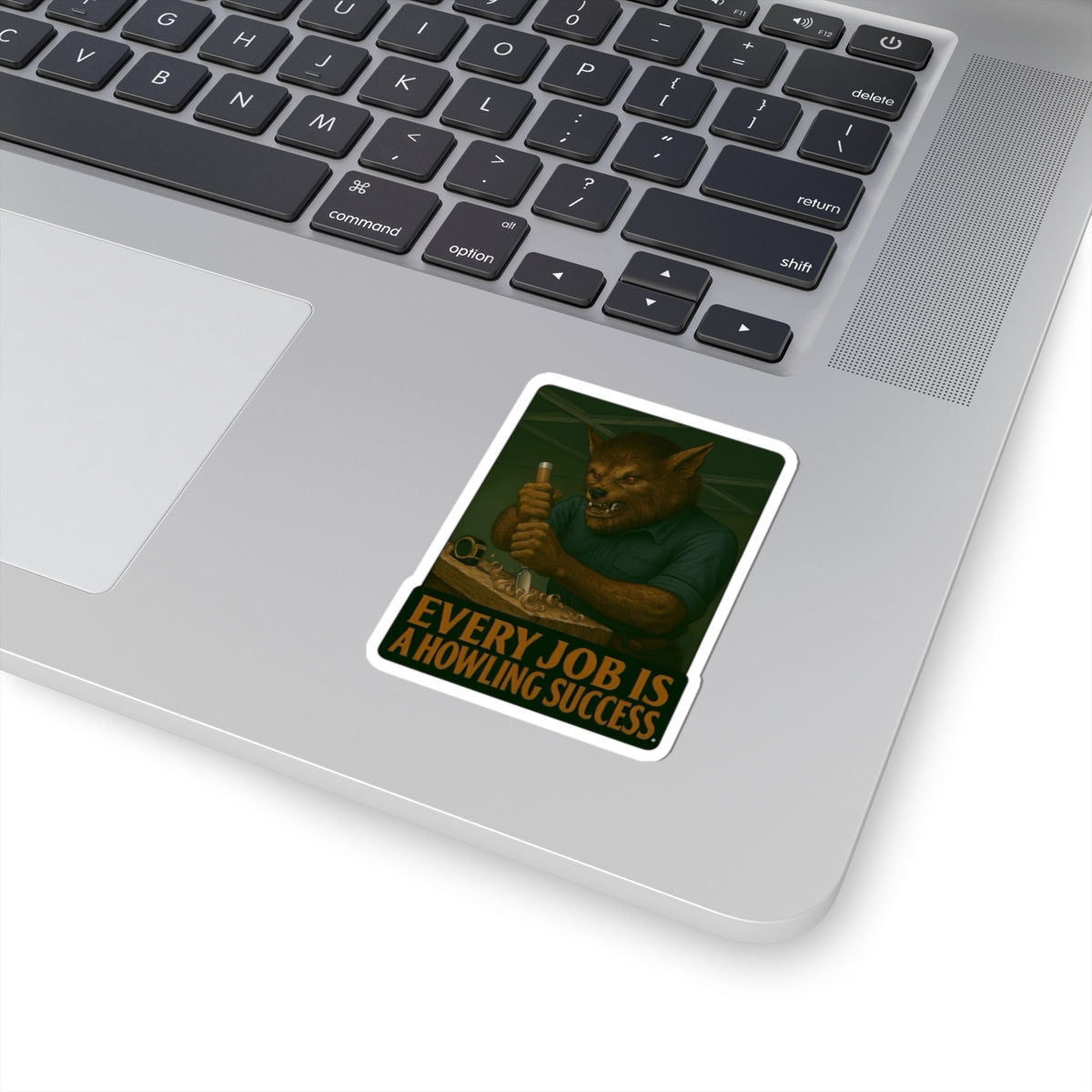 Werewolf Carpenter using a large chisel Sticker