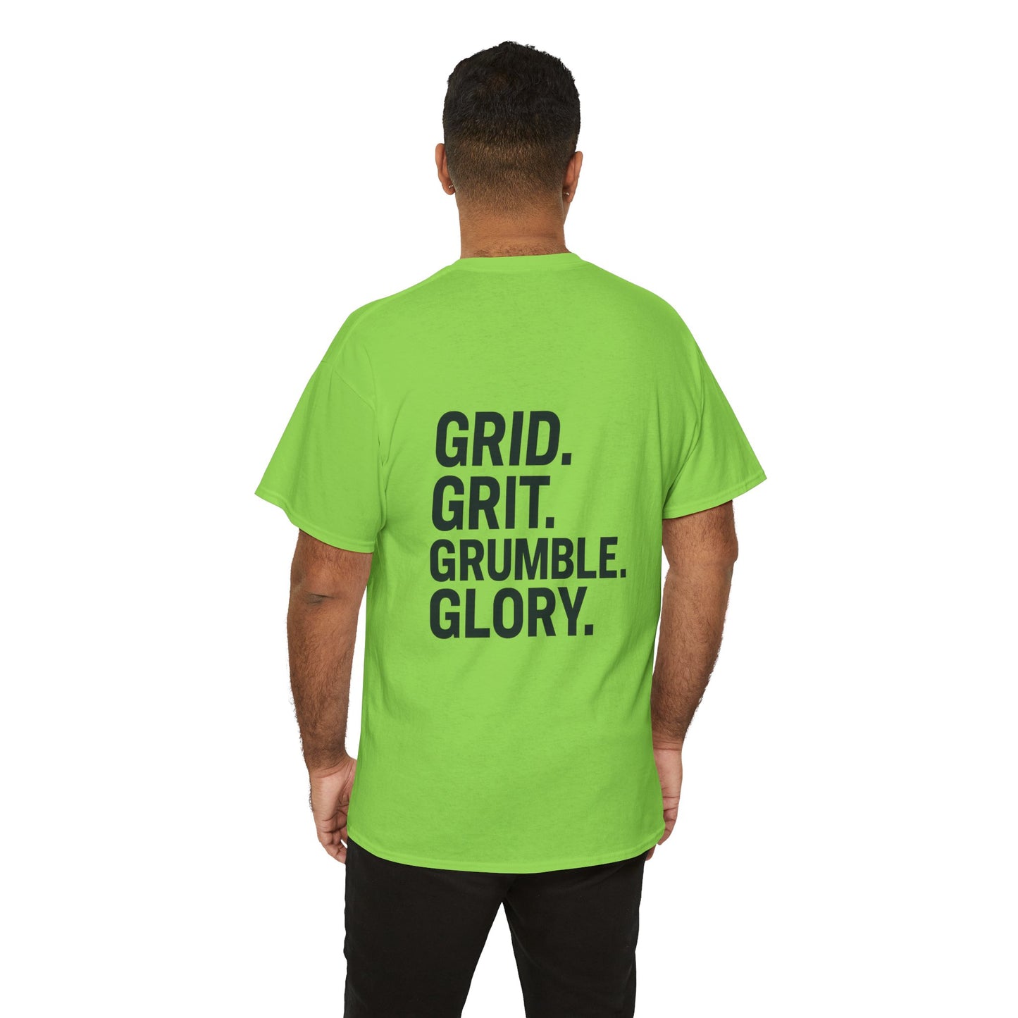 “Grid. Grit. Grumble. Glory.” Safety Colors Tee