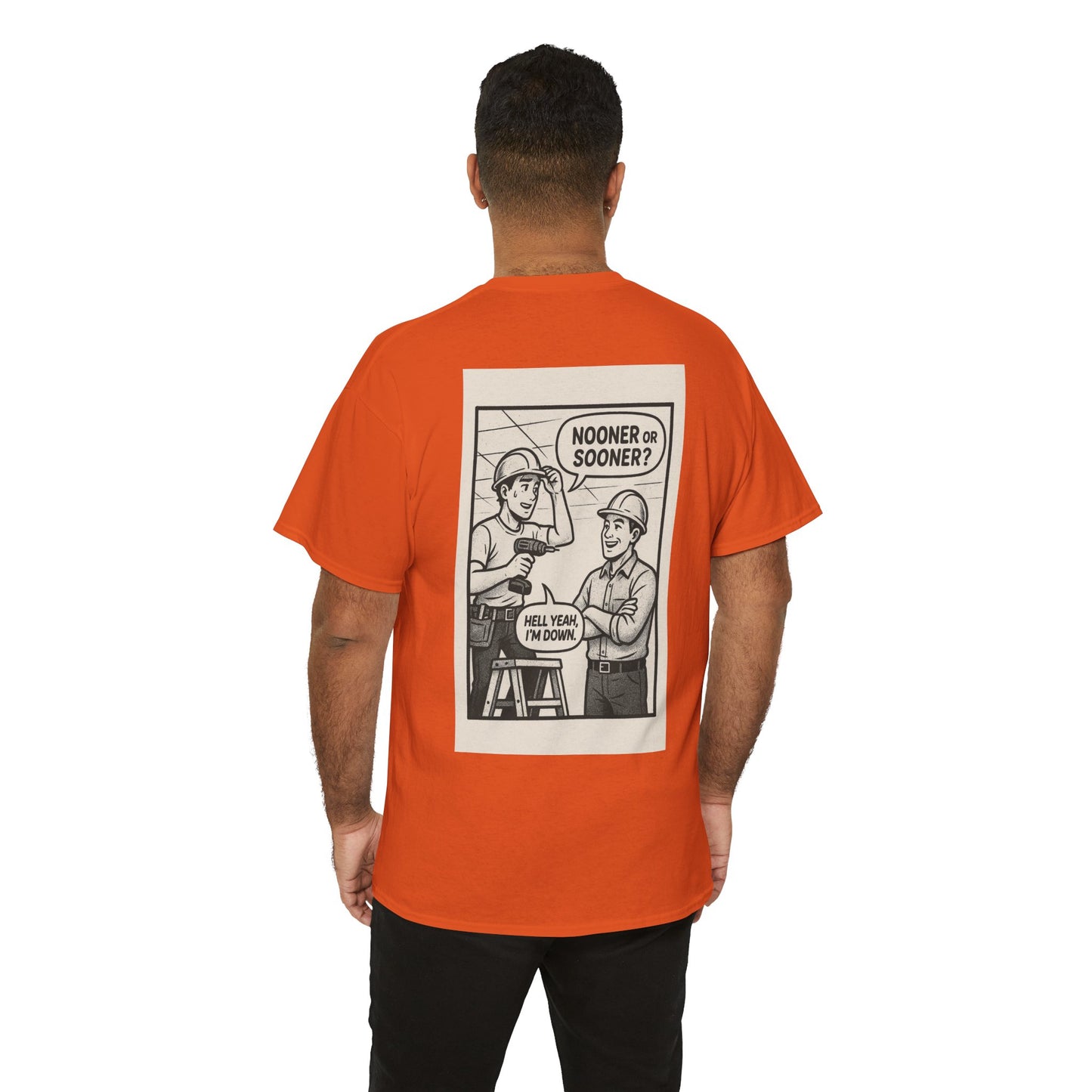 “Nooner or sooner? Hell yeah, I’m down” shirt - comic panel style