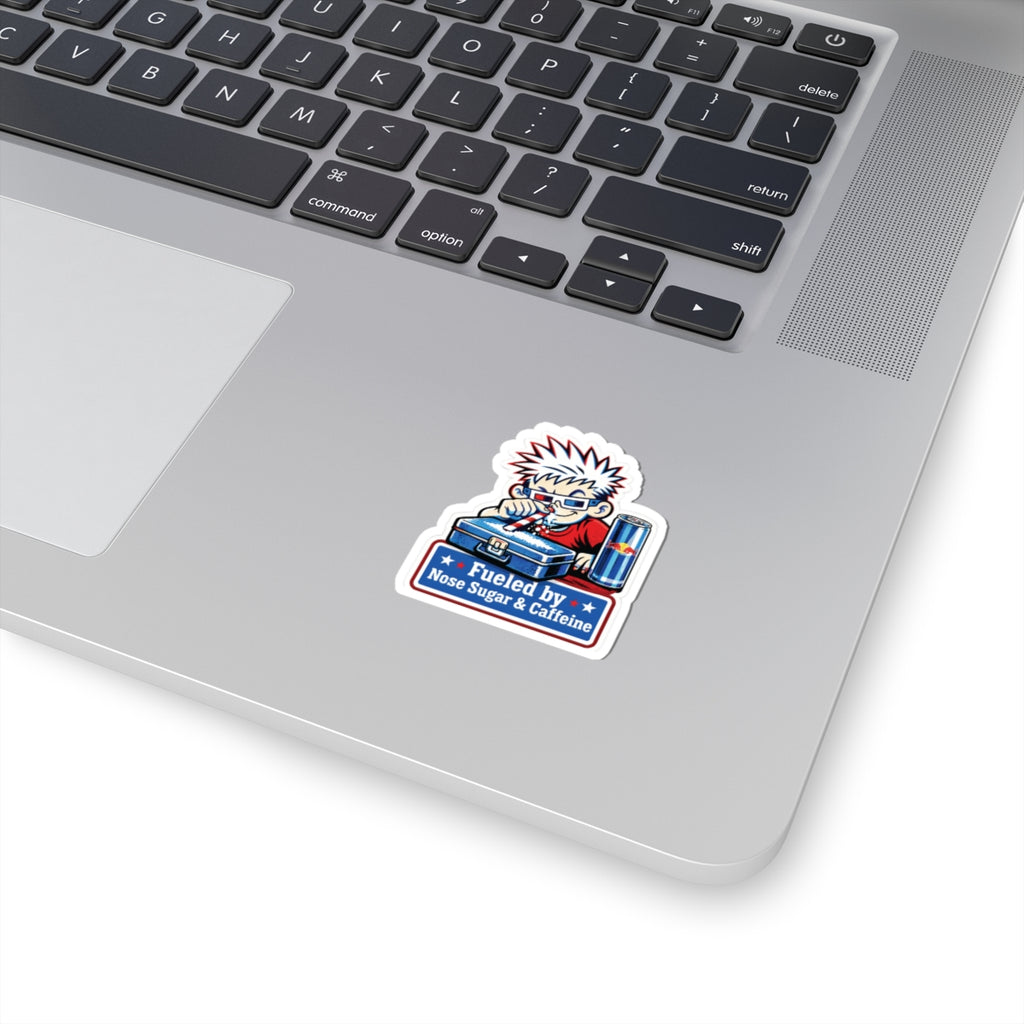 "Fueled by Nose Sugar & Caffeine" Retro Sticker
