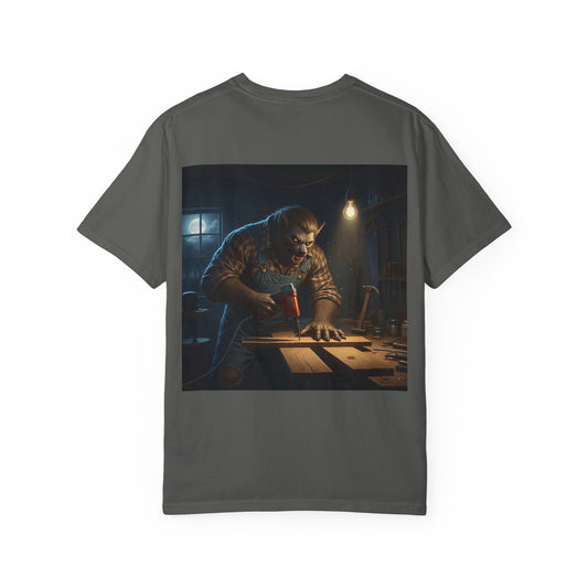 Big werewolf carpenter with a nail gun. Pissed at his work. Horror inspired - Shirt