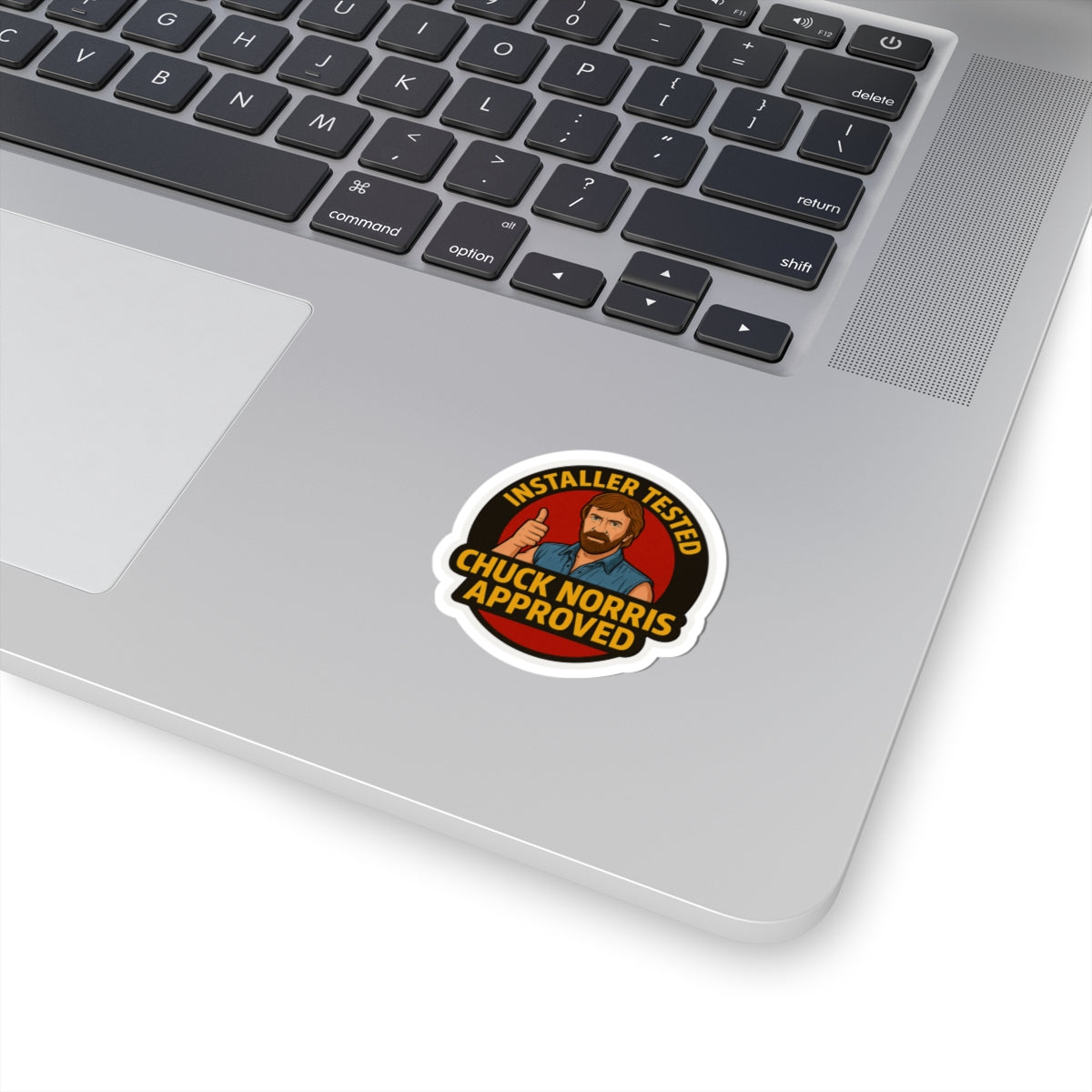 “Installer Tested. Chuck Norris Approved” with thumbs up approval - Sticker