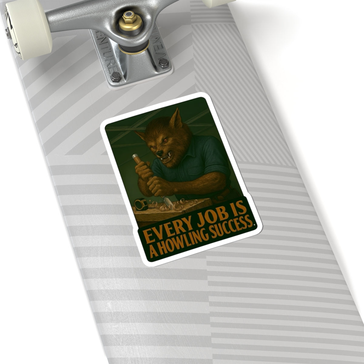 Werewolf Carpenter using a large chisel Sticker