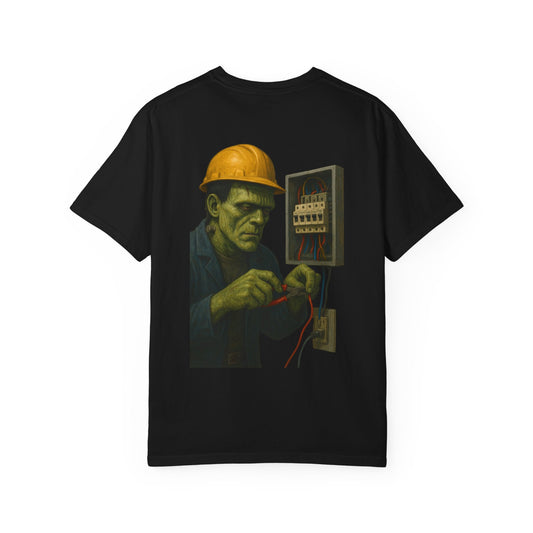 Frankenstein the electrician is busy at work. - shirt