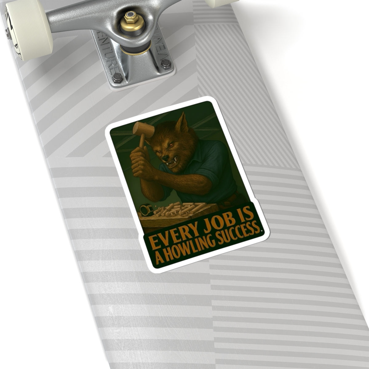 Werewolf carpenter using wood mallet sticker