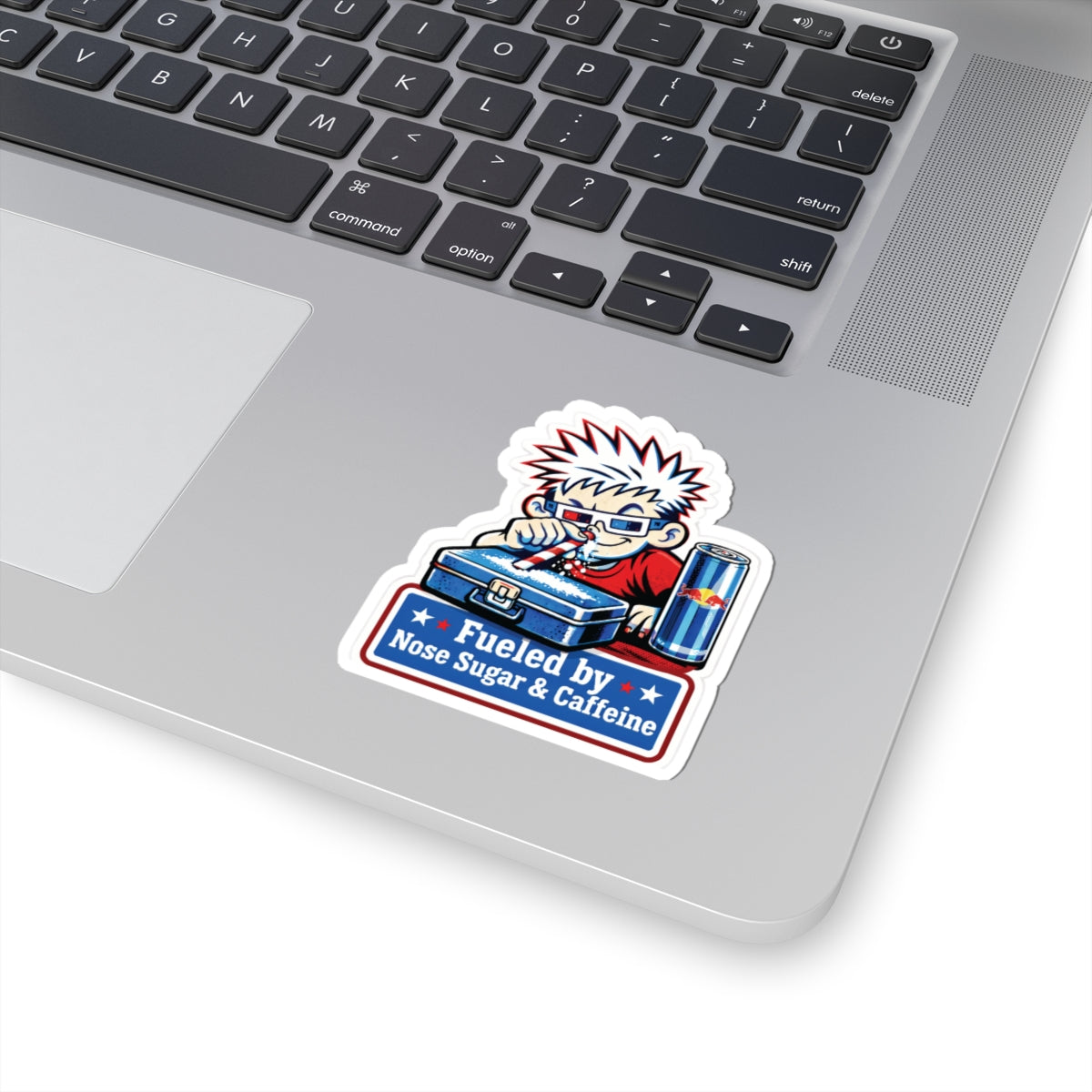 "Fueled by Nose Sugar & Caffeine" Retro Sticker