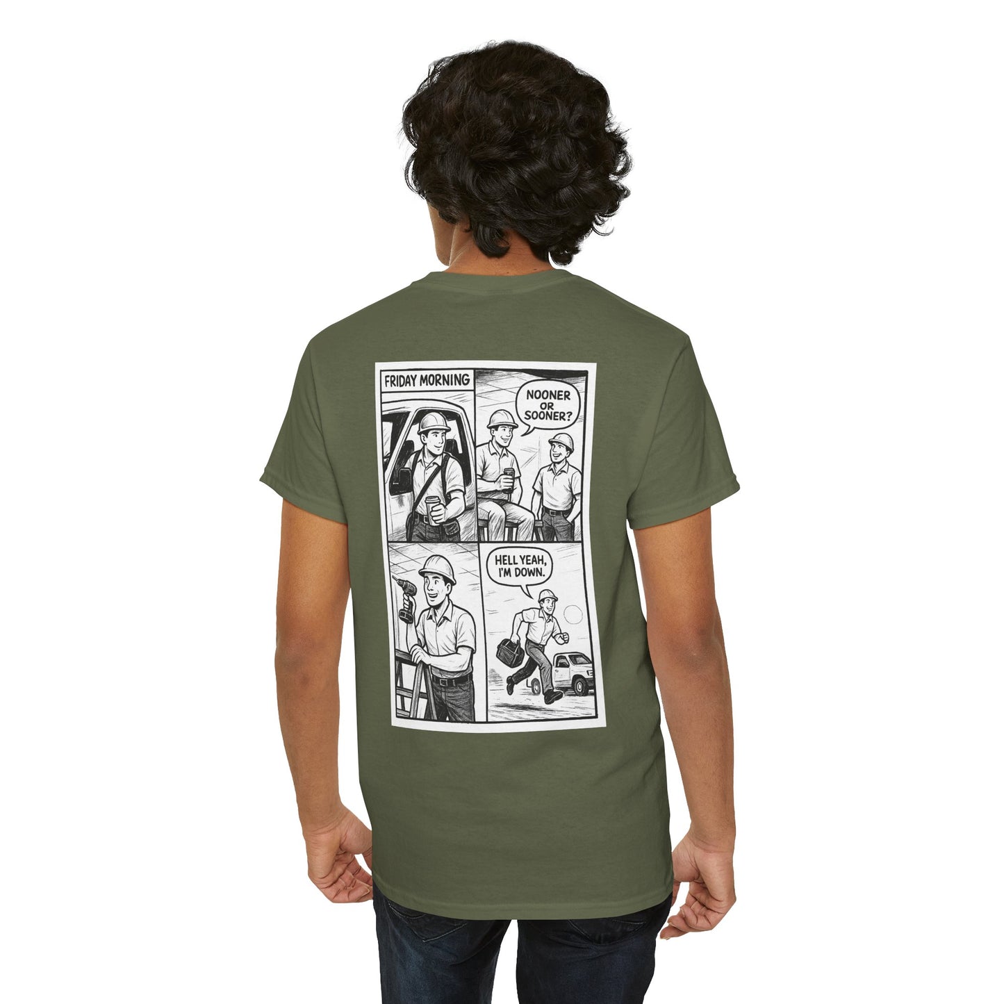 “Nooner or sooner. Hell yeah, I’m down” shirt - Retro Comic 4 panel