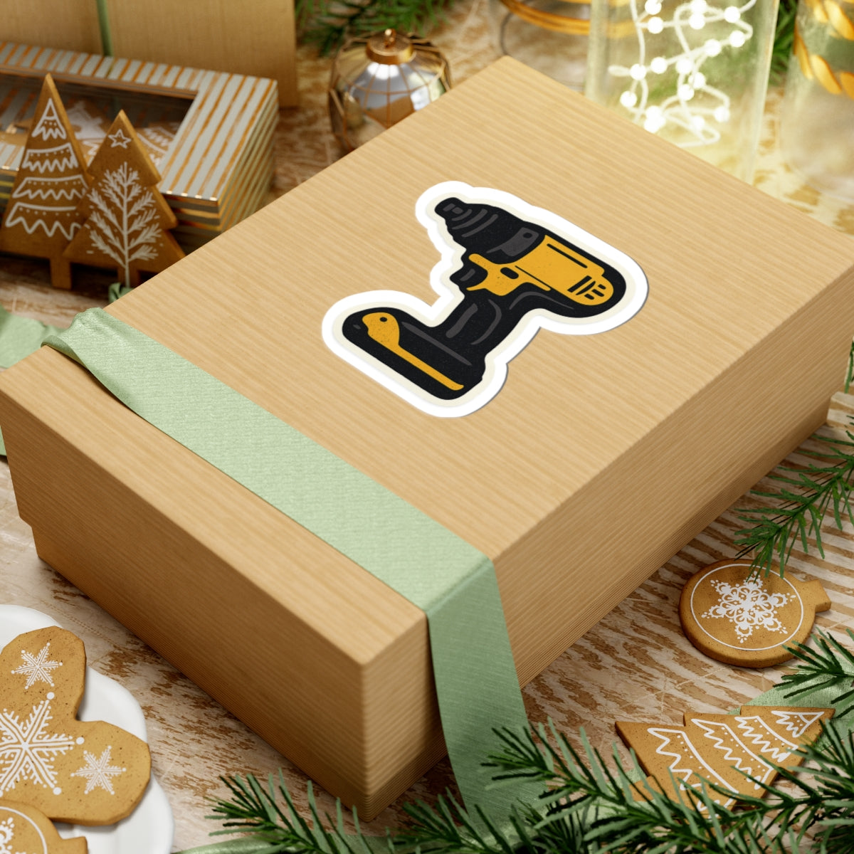 Yellow and Black impact driver kiss-cut sticker