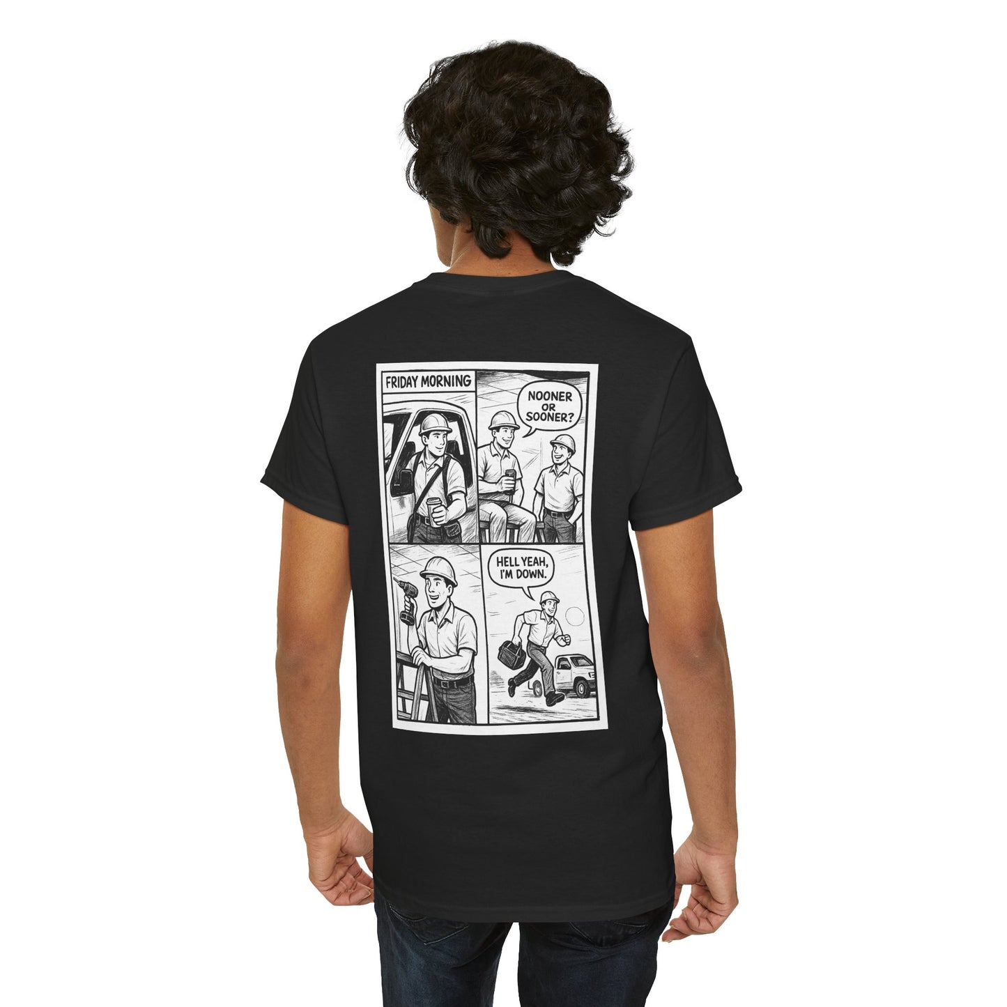“Nooner or sooner. Hell yeah, I’m down” shirt - Retro Comic 4 panel