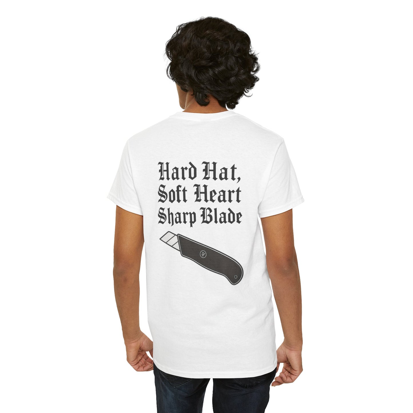 "Hard Hat, Soft Heart, Sharp Blade" shirt - perfect for tile 'drop it like it's hot' day