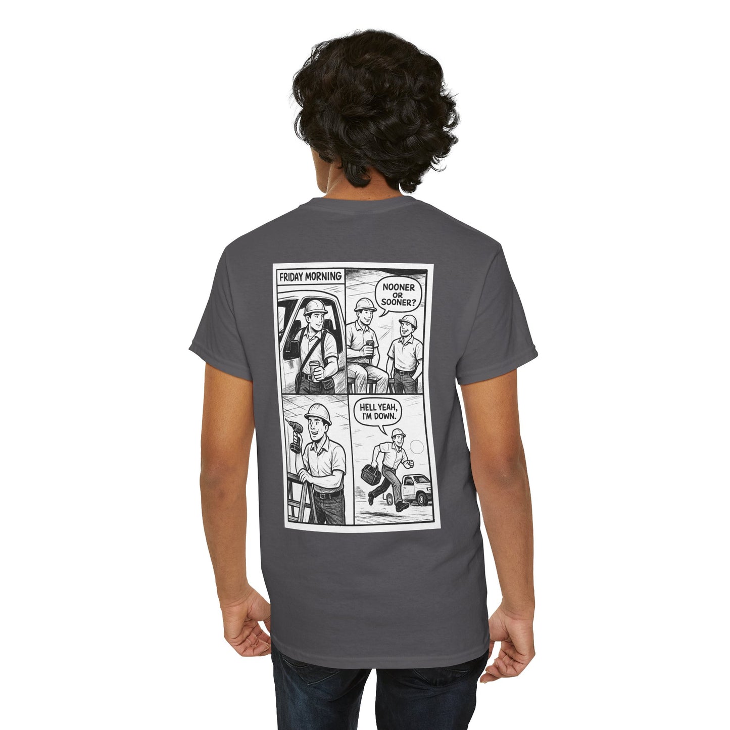 “Nooner or sooner. Hell yeah, I’m down” shirt - Retro Comic 4 panel