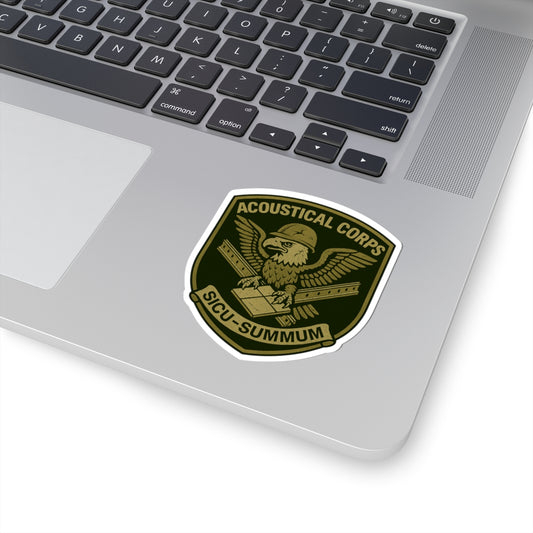 “Acoustical Corps” with Eagle, tbar and tile. Military patch inspired kiss-cut sticker