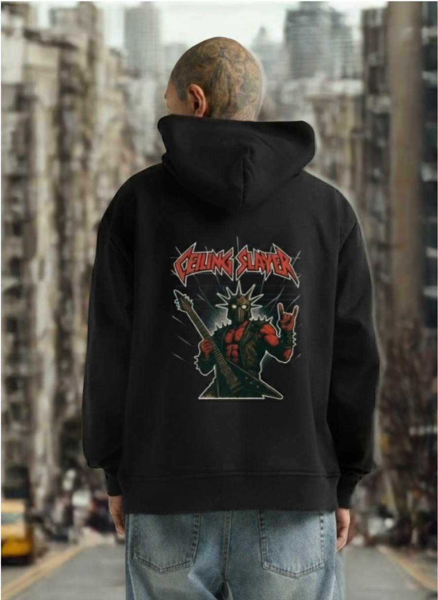 Ceiling Slayer Hoodie – Full Multi-Print Work Hoodie | Back, Both Sleeves & Chest Logo