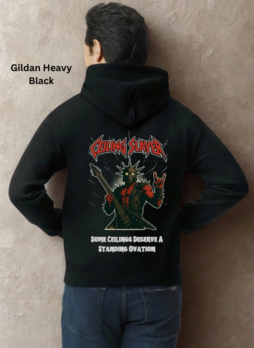 Ceiling Slayer Hoodie – Full Multi-Print Work Hoodie | Back, Both Sleeves & Chest Logo