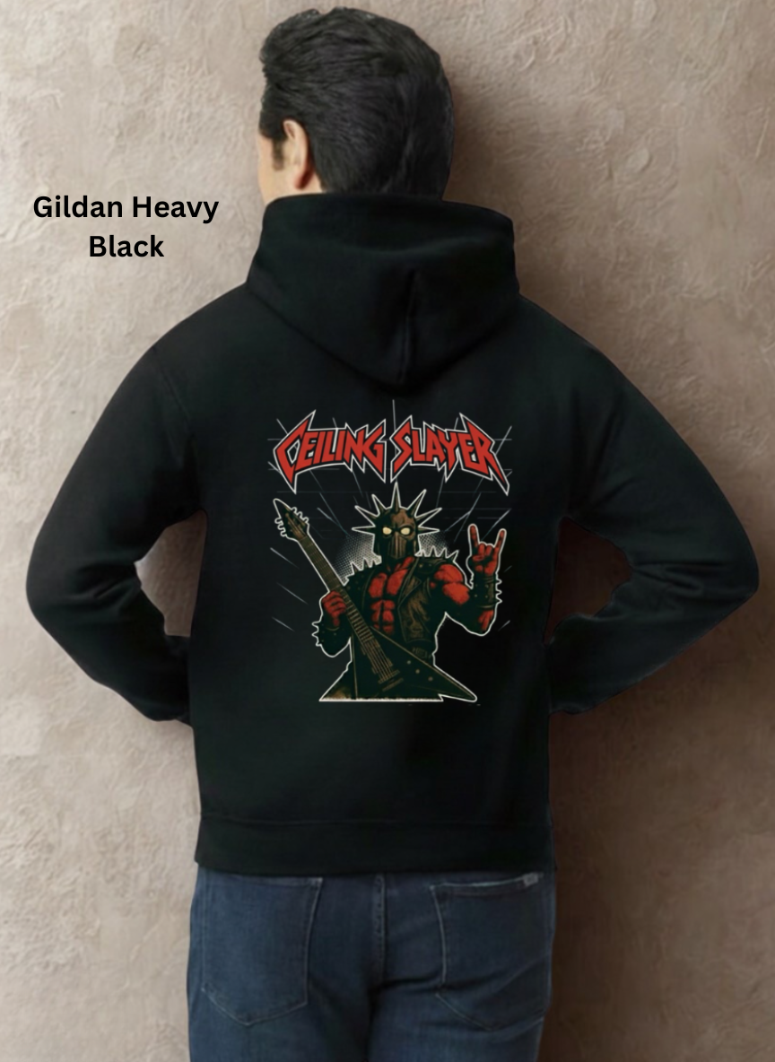 Ceiling Slayer Hoodie – Full Multi-Print Work Hoodie | Back, Both Sleeves & Chest Logo
