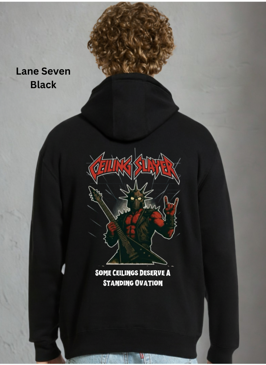 Ceiling Slayer Hoodie – Full Multi-Print Work Hoodie | Back, Both Sleeves & Chest Logo