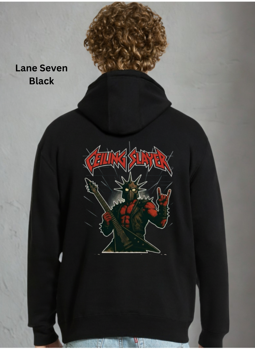 Ceiling Slayer Hoodie – Full Multi-Print Work Hoodie | Back, Both Sleeves & Chest Logo