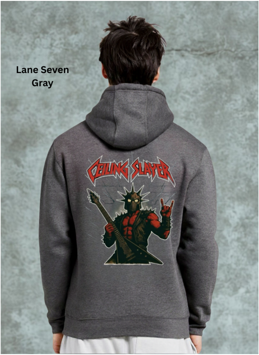 Ceiling Slayer Hoodie – Full Multi-Print Work Hoodie | Back, Both Sleeves & Chest Logo
