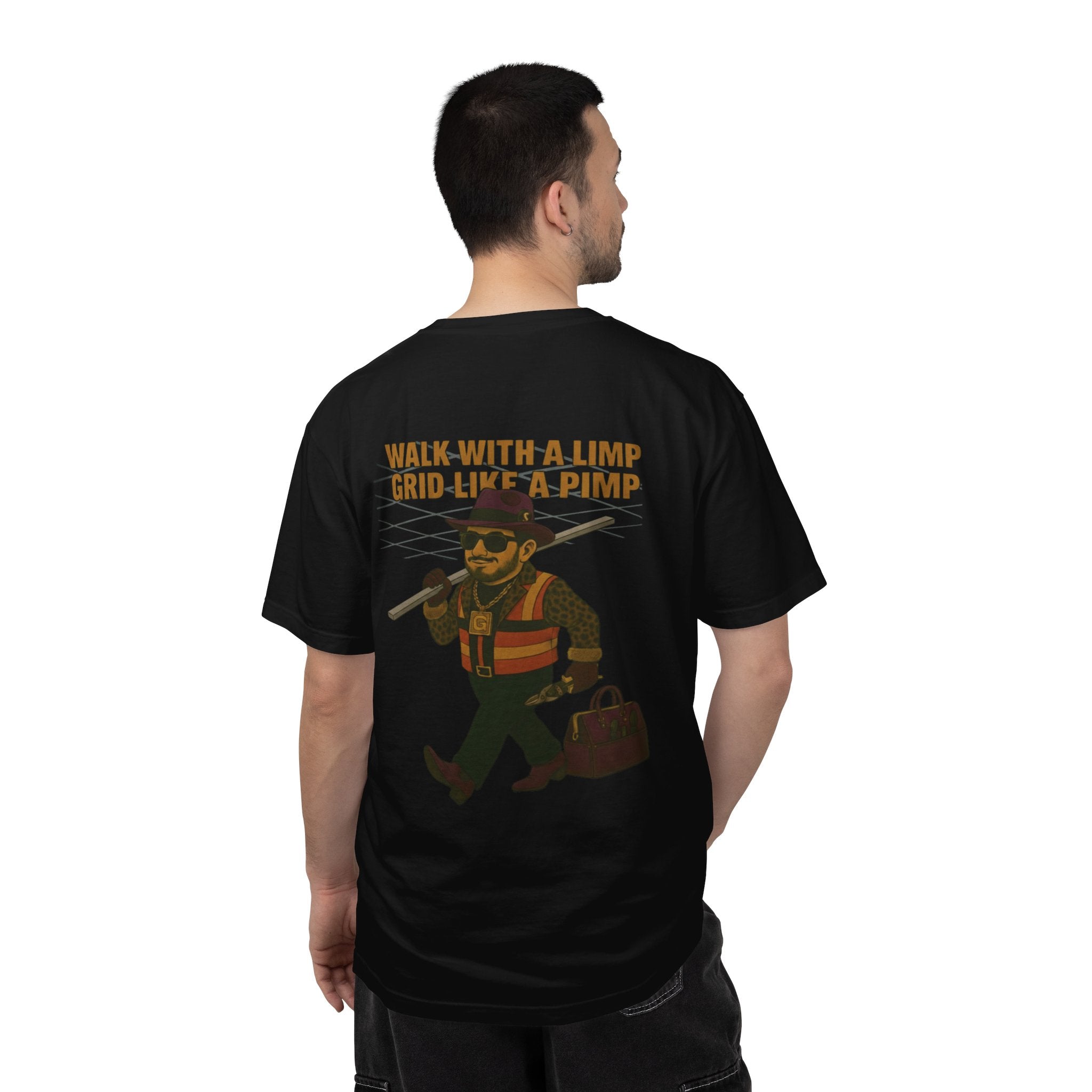 "Walk with a limp, Grid like a Pimp" shirt