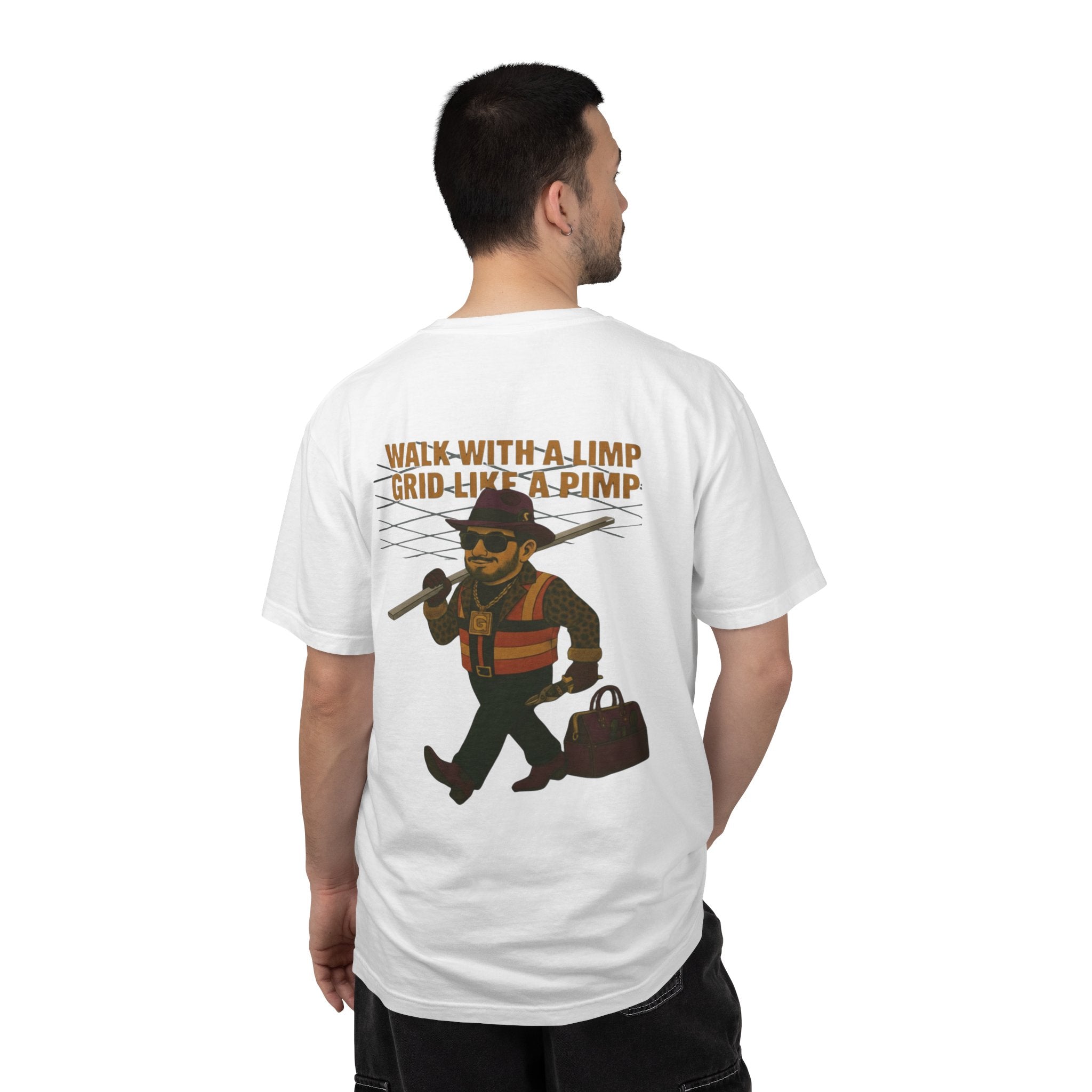 "Walk with a limp, Grid like a Pimp" shirt